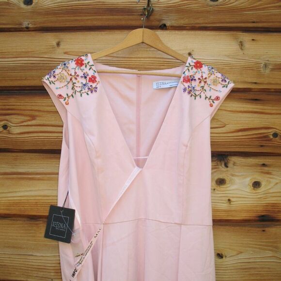 MAC DUGGAL 26540 Pink Beaded Cap Sleeve V Neck A Line Gown Dress - Picture 7 of 12